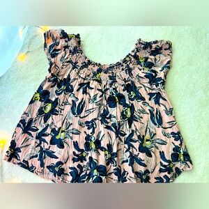 Talula Aritzia Floral Pink Ruched Top